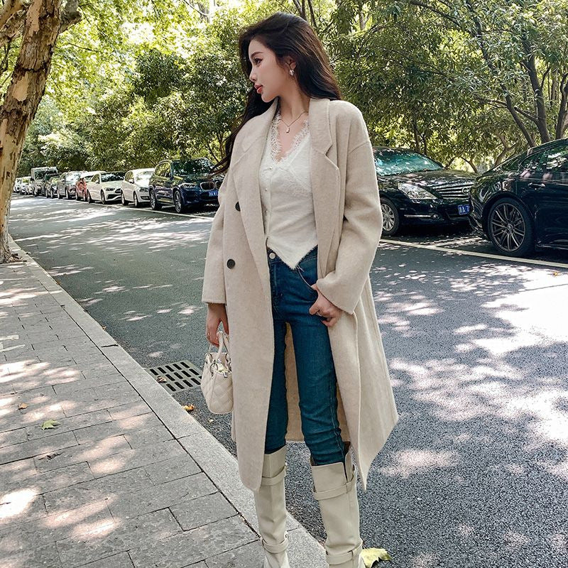 Double-Faced Chenille Cashmere-Style Coat For Women In Cooler Seasons