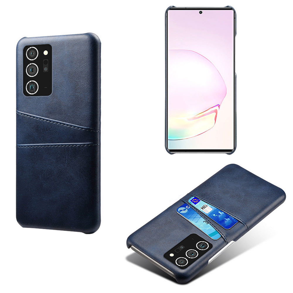 Dual Card Slot Leather Back Cover Phone Case For Samsung