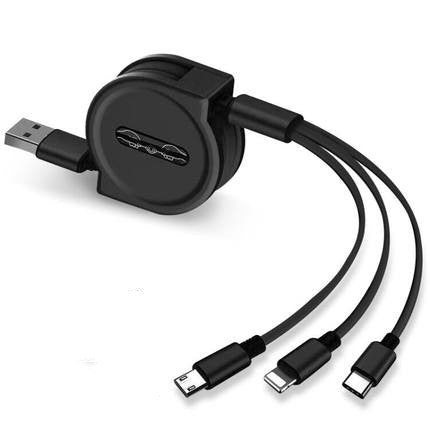 Three In One Telescopic Fast Charging Cable With Adjustable Length