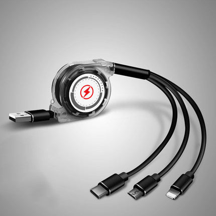 Three In One Telescopic Fast Charging Cable With Adjustable Length