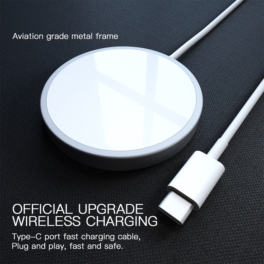 15W Magnetic Wireless Charger With Aluminum Alloy Slim Design