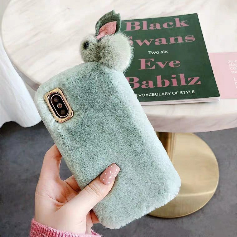 Plush Furry Phone Case With Soft Rabbit Hair Finish