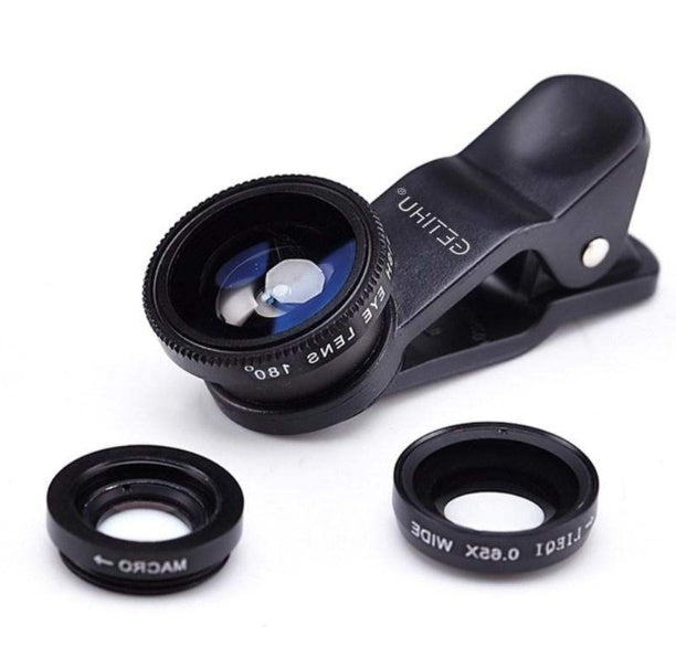 3?In?1 Fisheye, Wide?Angle, And Macro Lens Kit With Clip