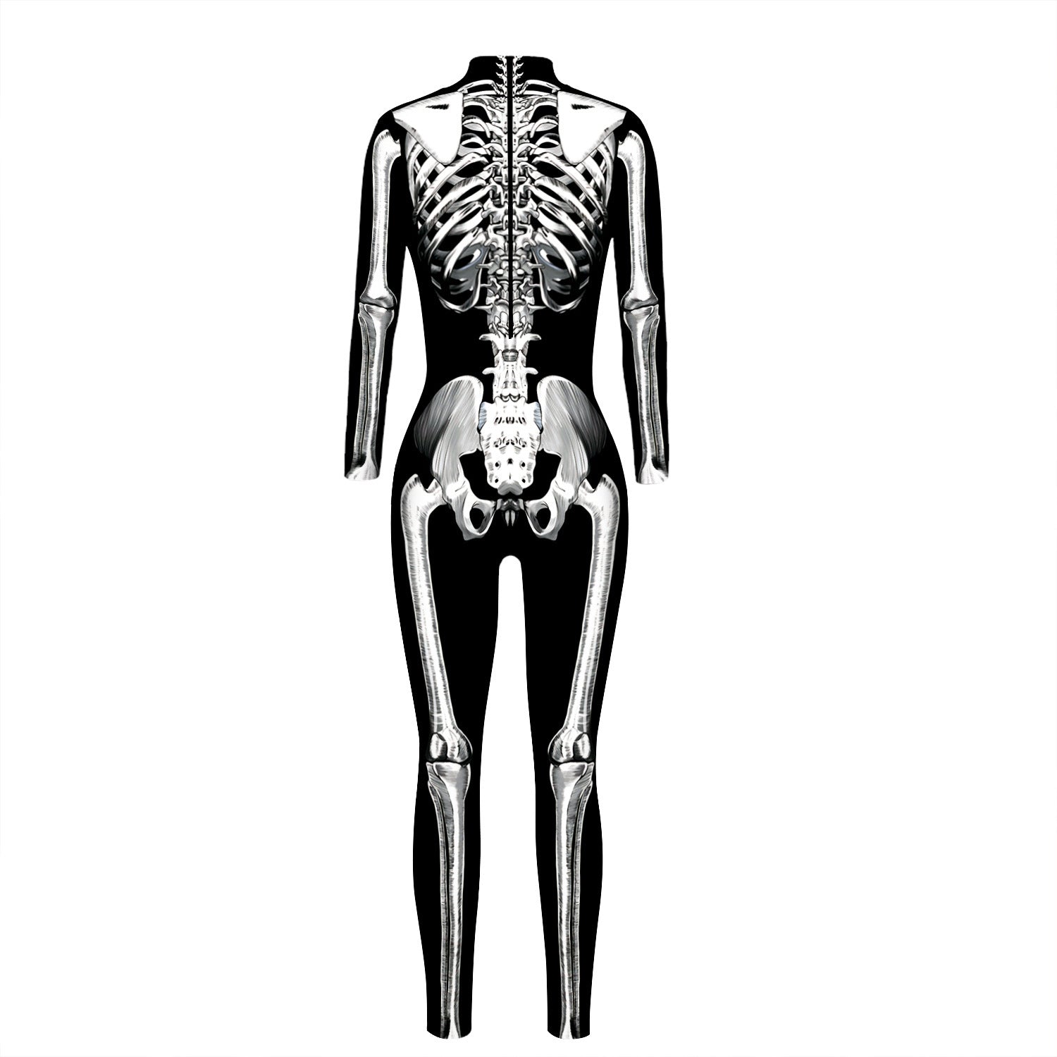 Skeleton Print Tight Fit Jumpsuit With Long Sleeves