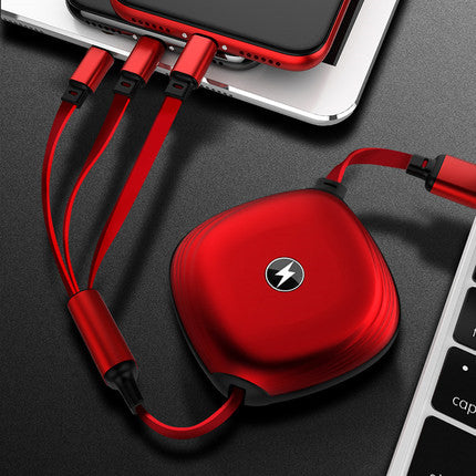 Three In One Telescopic Fast Charging Cable With Adjustable Length