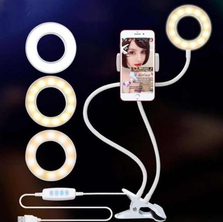 Adjustable LED Selfie Ring Light With Desk Clamp For Makeup And Live Use