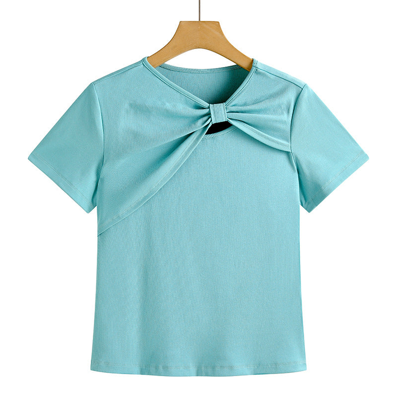 Hollow Shoulder Slim Fit Short Sleeve Casual Cotton Summer Top