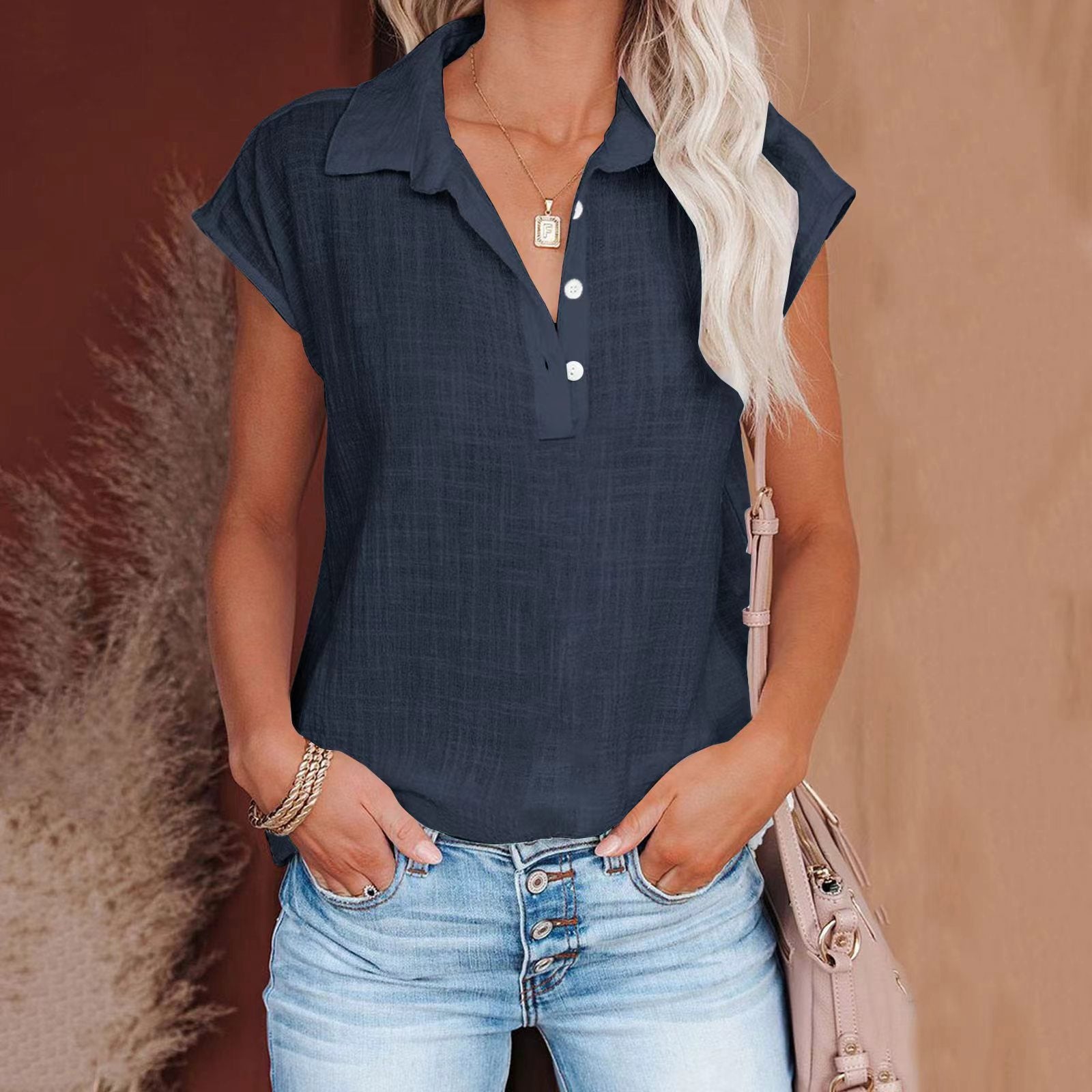 Retro Cotton-Linen Loose Fit Short Sleeve Casual Commuter Shirt