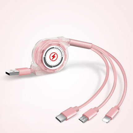 Three In One Telescopic Fast Charging Cable With Adjustable Length