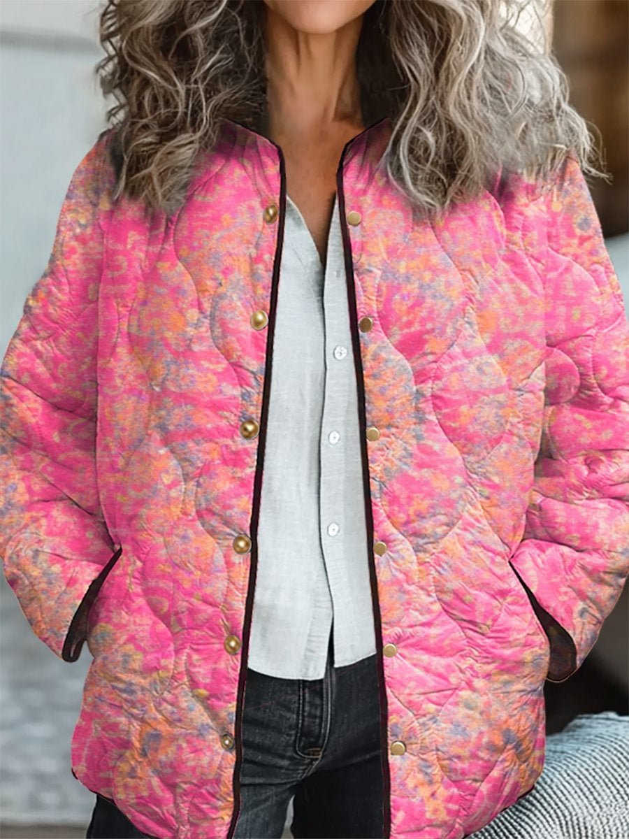 Women's Digital Floral Cotton Padded Jacket With Space Cotton Fill