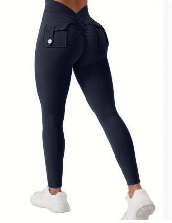 High-Stretch Peach-Lift Yoga Pants With Pockets For Active Wear