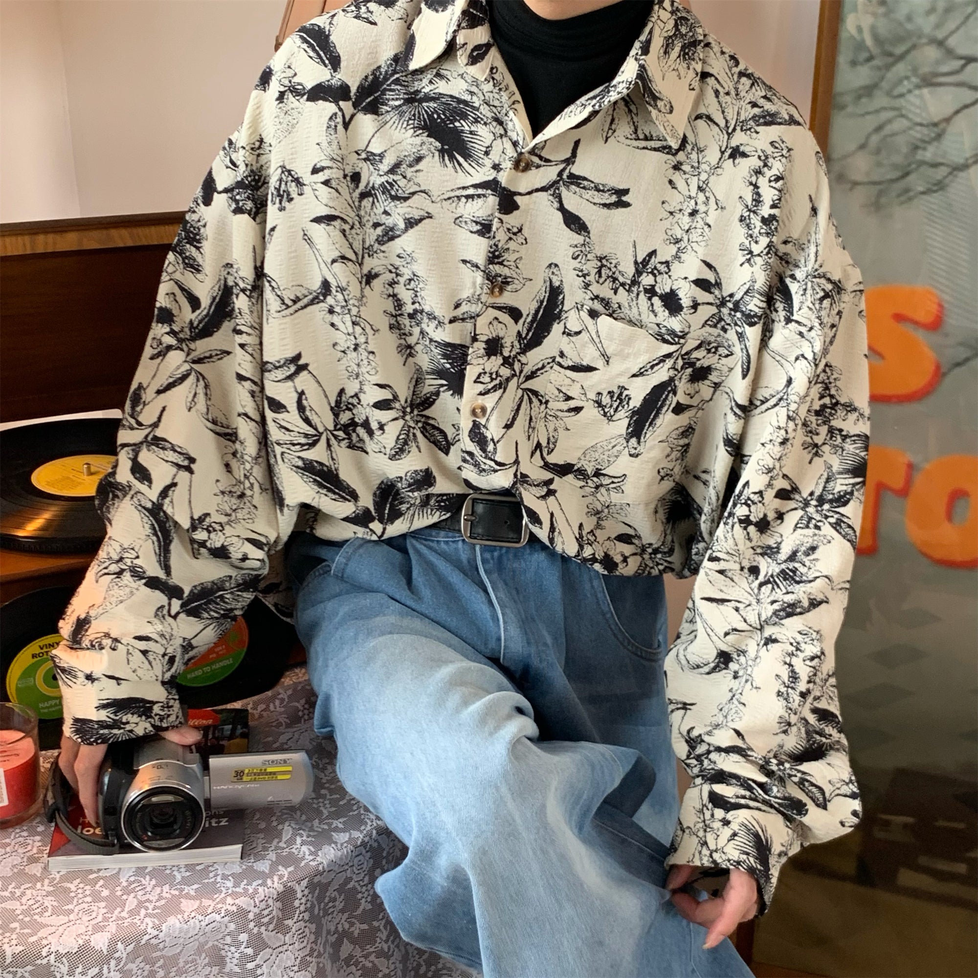 Vintage Printed Long Sleeve Shirt For Stylish Everyday Wear