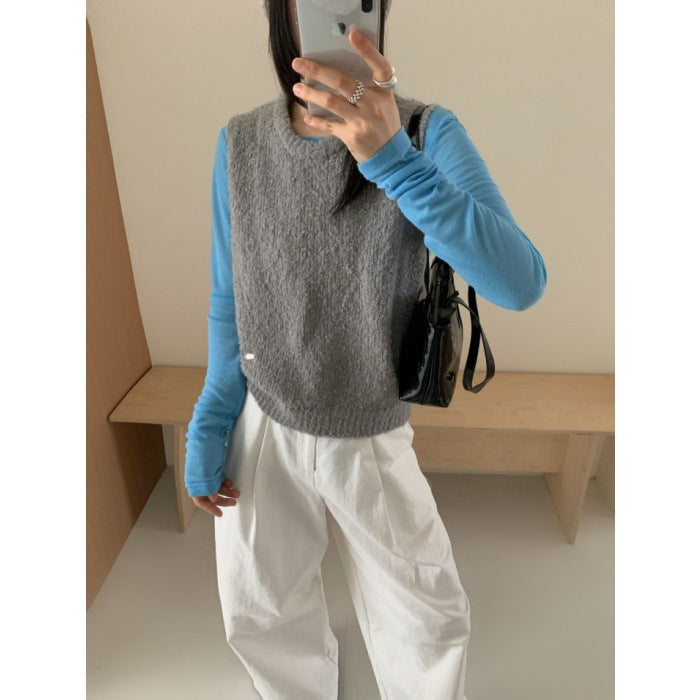Korean-Style Candy Color Knit Vest For Women