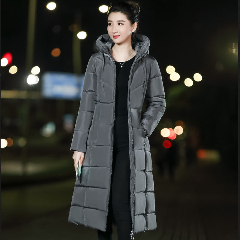 Dongdaemun Style Long Down And Cotton Padded Jacket For Women