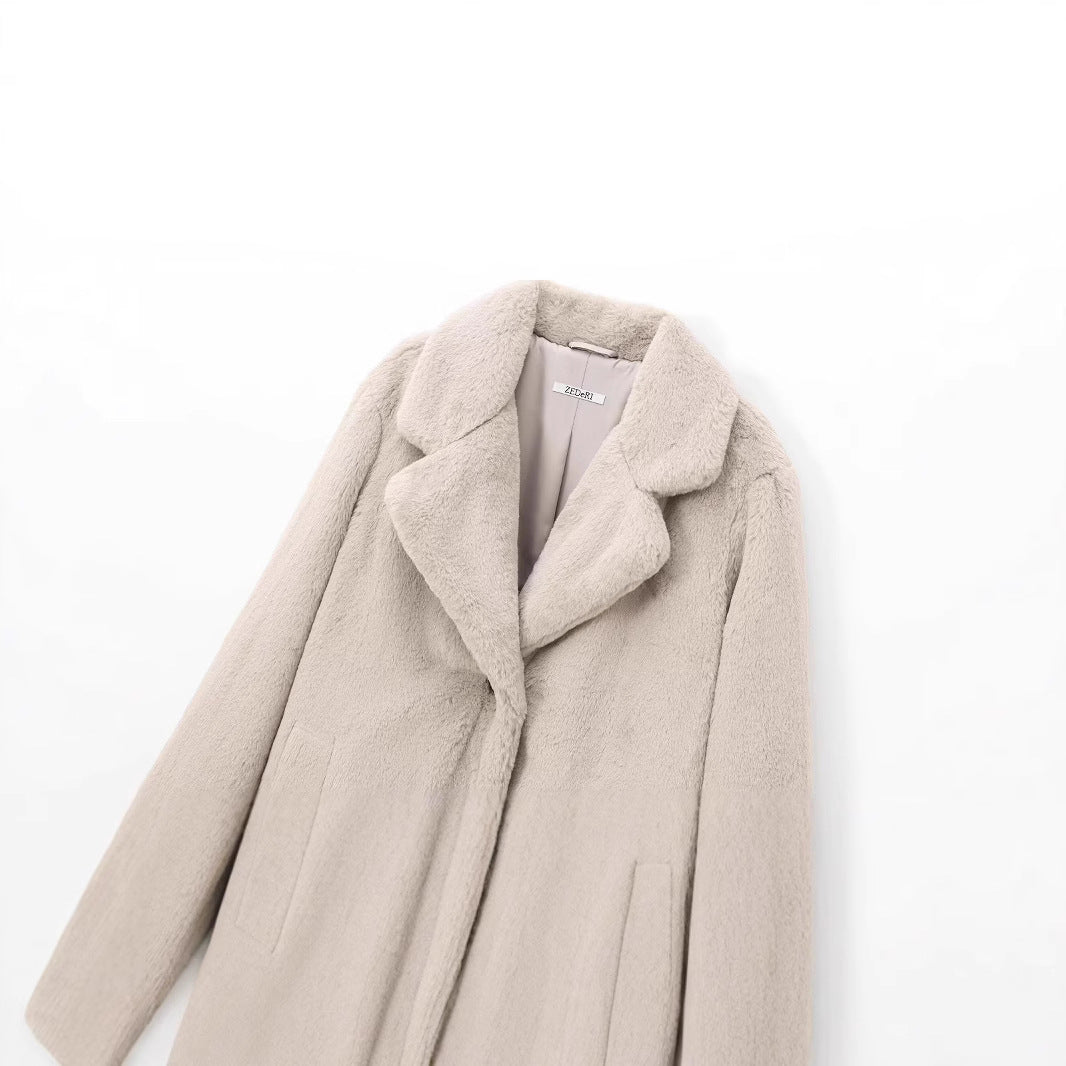 Women's Trendy Faux Fur Street Style Polyester Coat Jacket