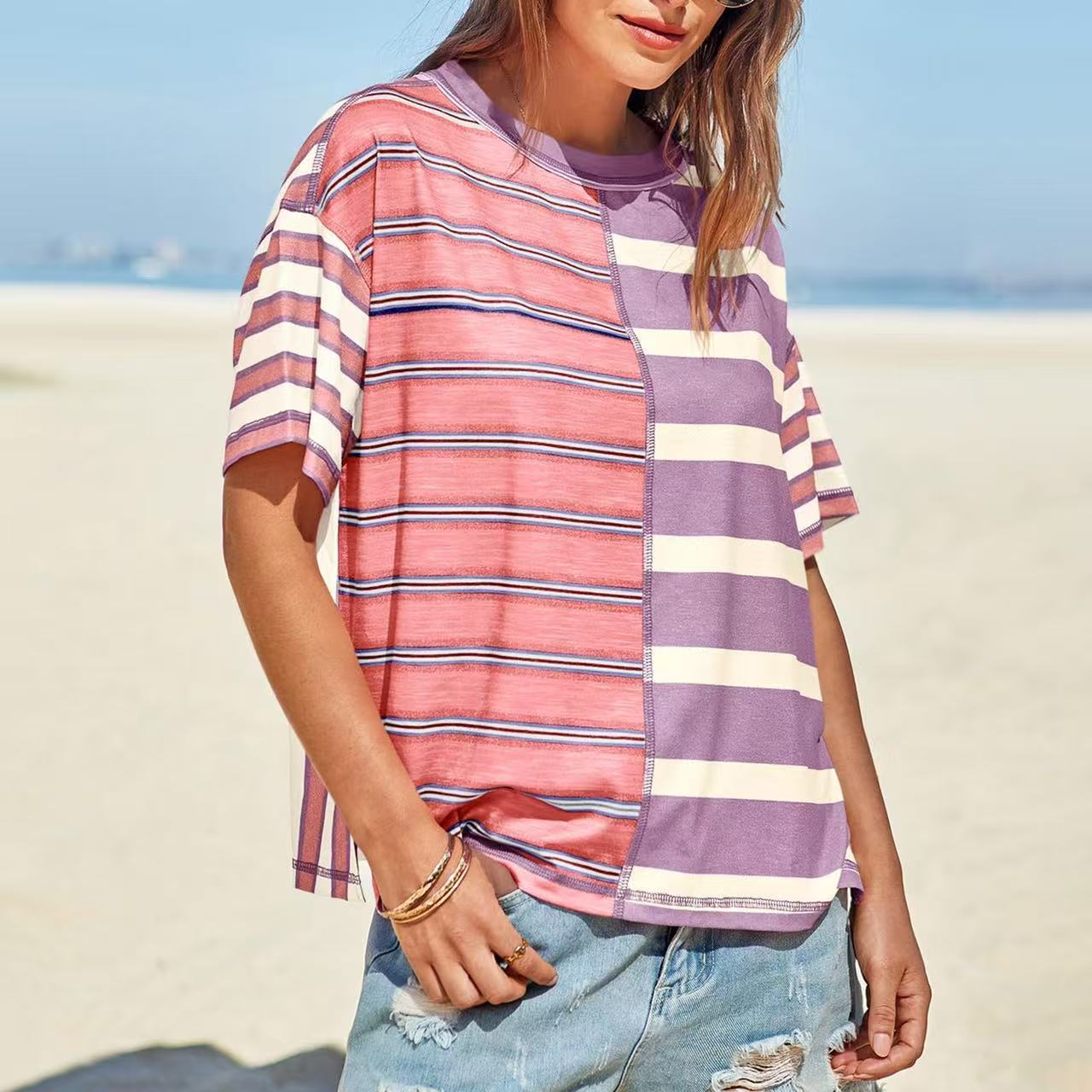 Women's Loose Fit Striped Puff Sleeve Shirt For Everyday Comfort
