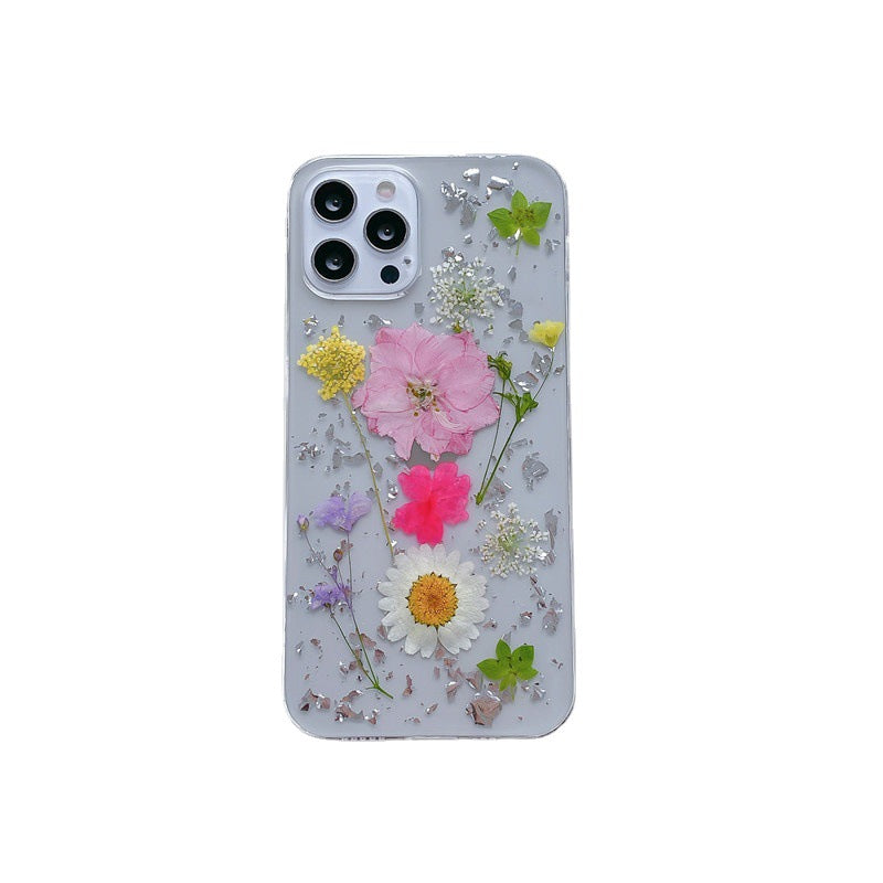 Clear TPU Floral Silver Foil Protective Phone Case For iPhone