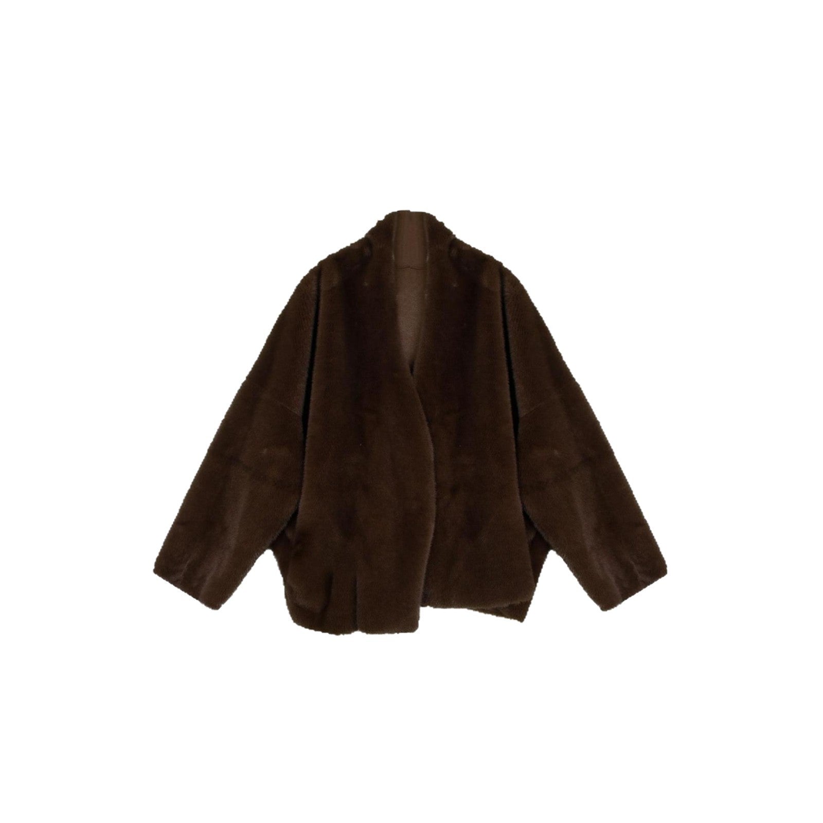 Short Faux Fur Mink Coat With Batwing Sleeves
