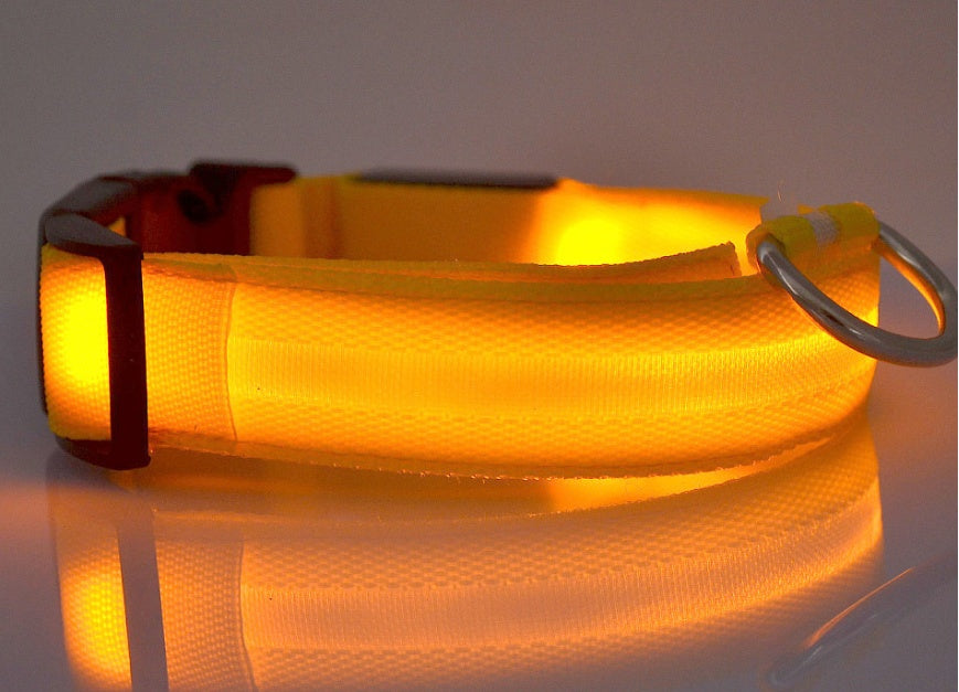 Nylon LED Luminous Pet Collar For Night Safety