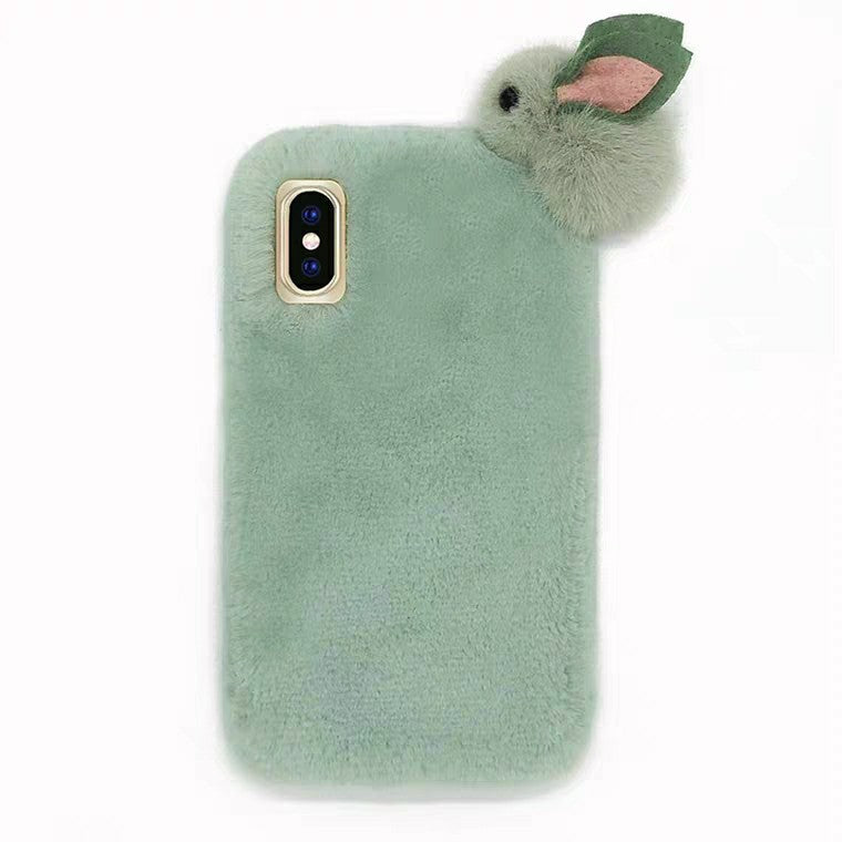 Plush Furry Phone Case With Soft Rabbit Hair Finish