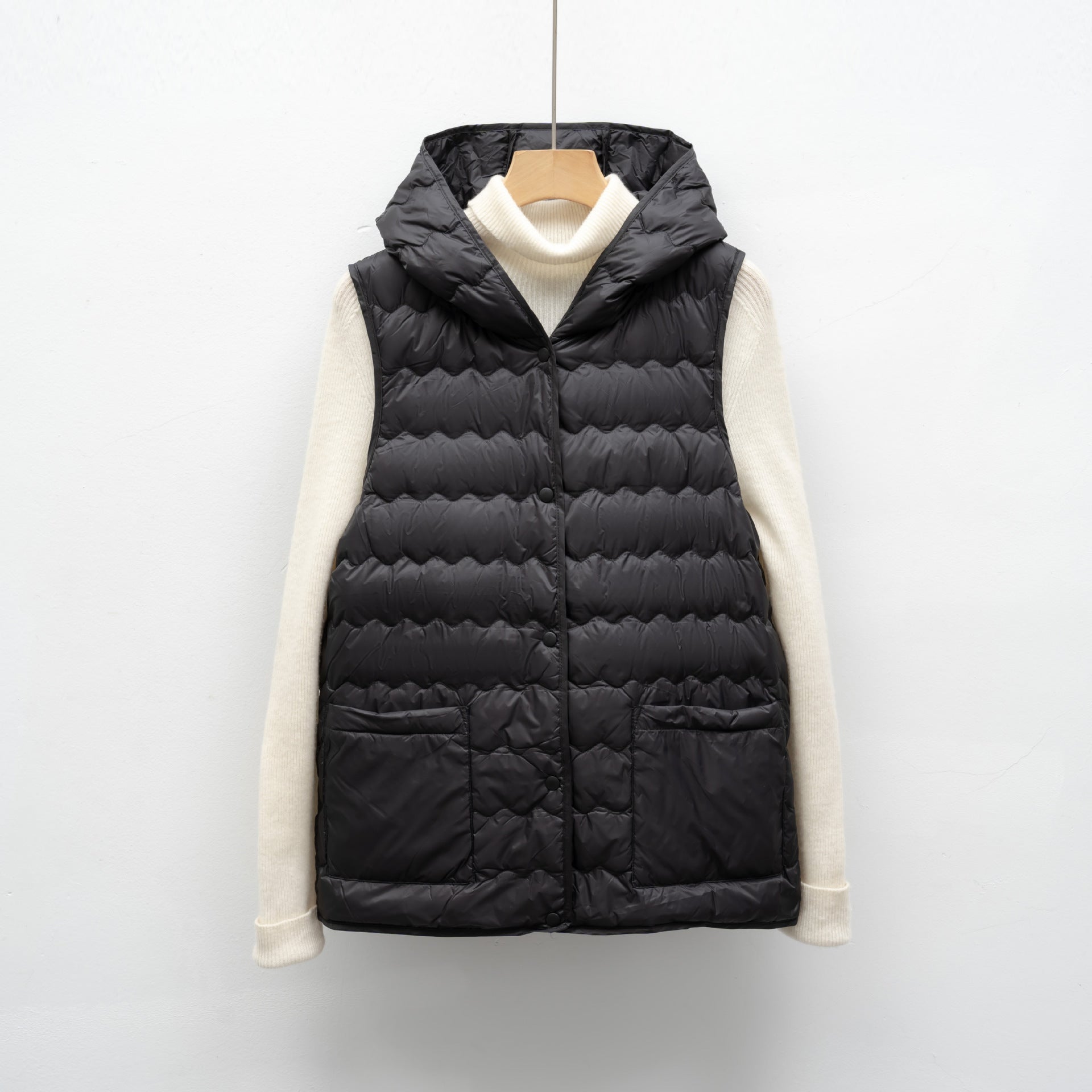 Hooded Slim Fit Lightweight Solid Color Autumn Winter Vest