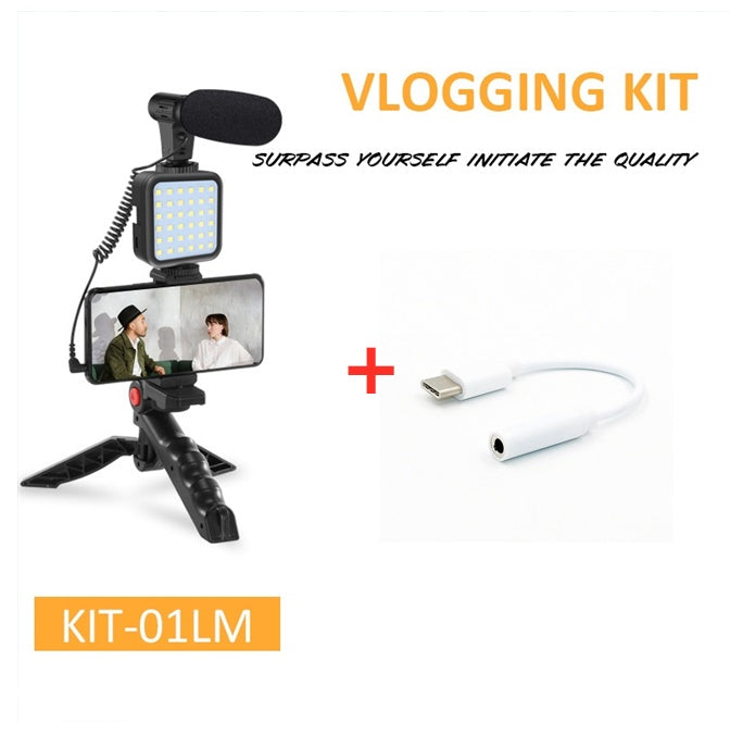 Desktop Tripod Light Set With Condenser Microphone For Recording