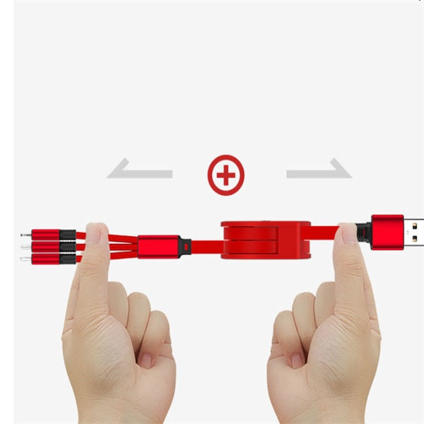 Three In One Telescopic Fast Charging Cable With Adjustable Length