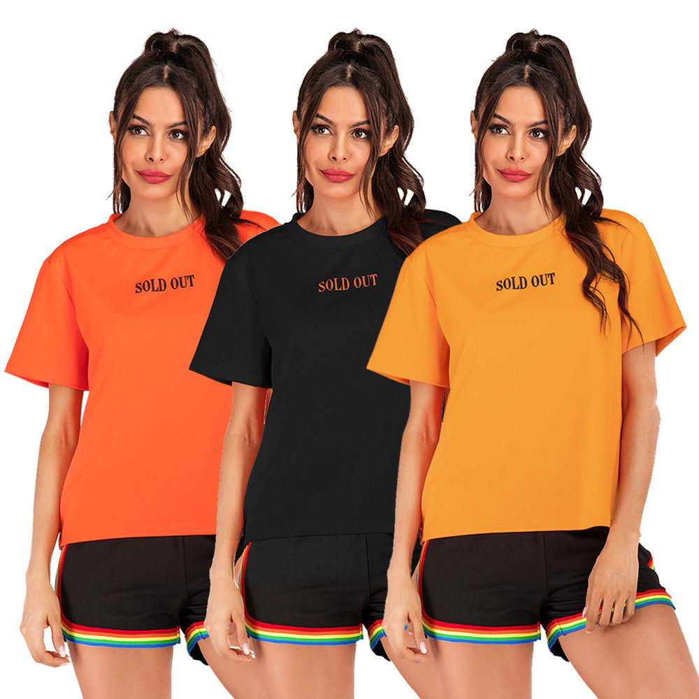 Round Neck Letter Print Short Sleeve Casual Everyday T-Shirt