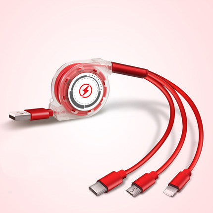 Three In One Telescopic Fast Charging Cable With Adjustable Length