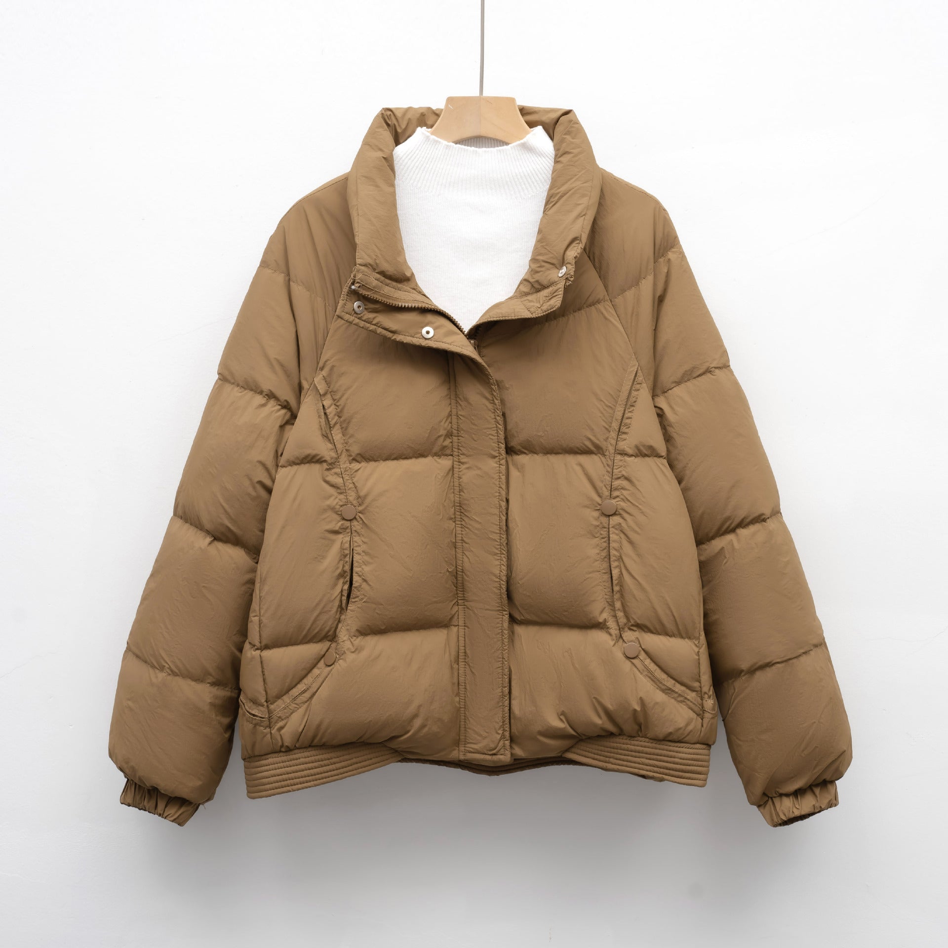 Women's Petite Duck Down Coat With Stand-Up Collar Warmth