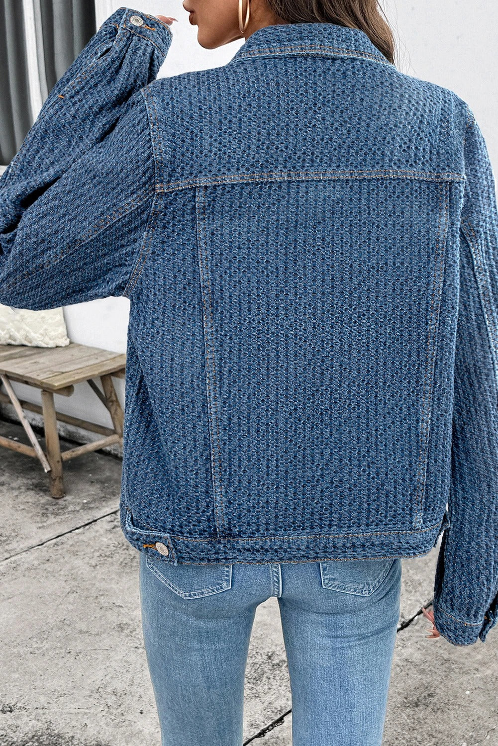 Button-Front Versatile Denim Jacket For Women