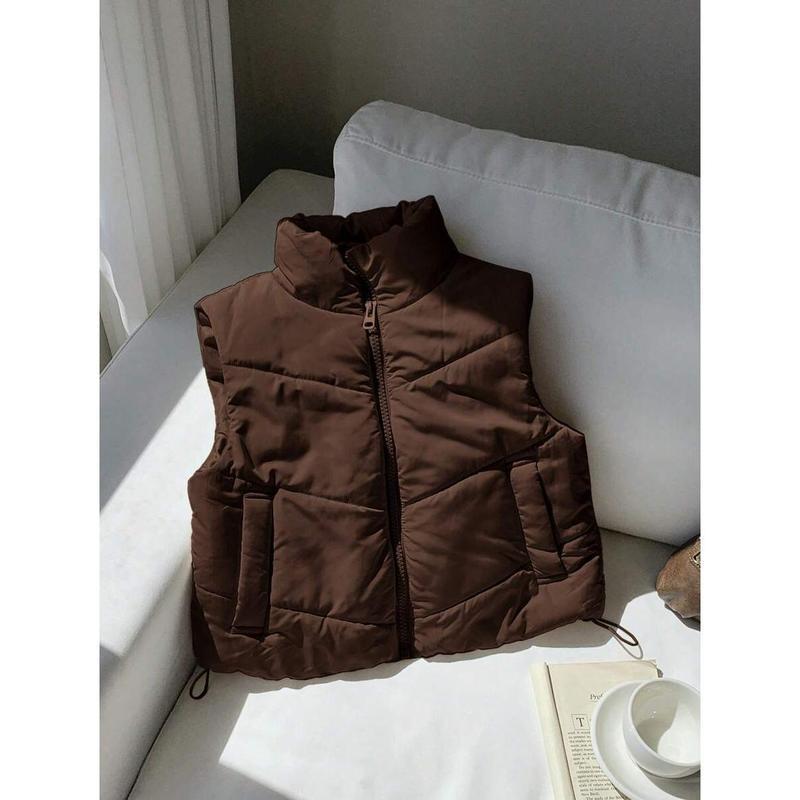 Double-Sided Corduroy Drawstring Jacket With Zipper And Buttons