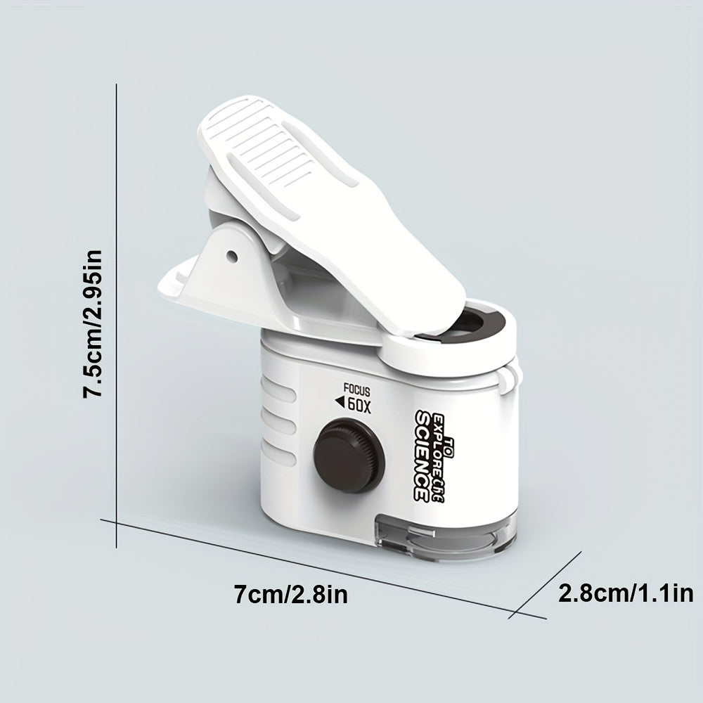 60X LED Clip?On Mobile Phone Microscope With Universal Adapter