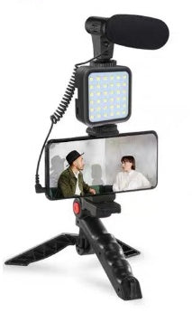 Desktop Tripod Light Set With Condenser Microphone For Recording