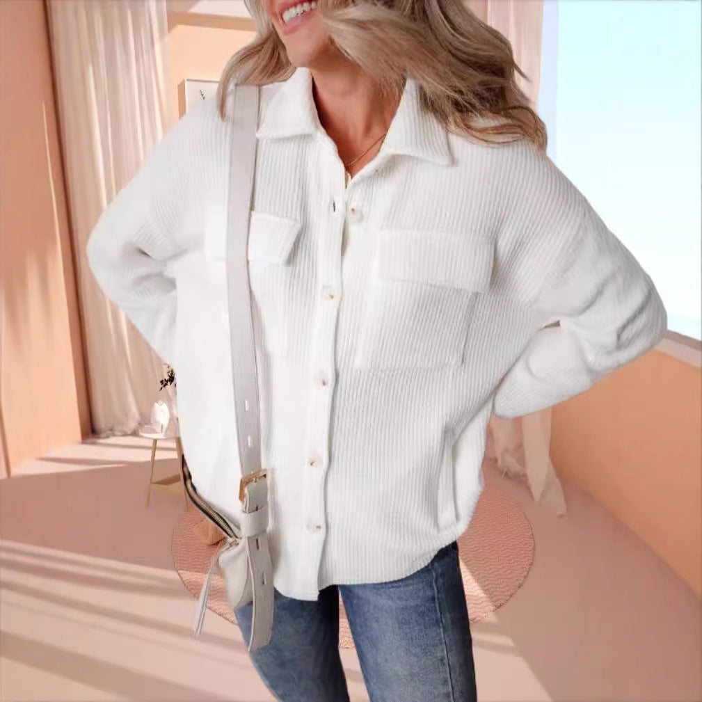 Classic Solid Color Long Sleeve Blouse Jacket For Women