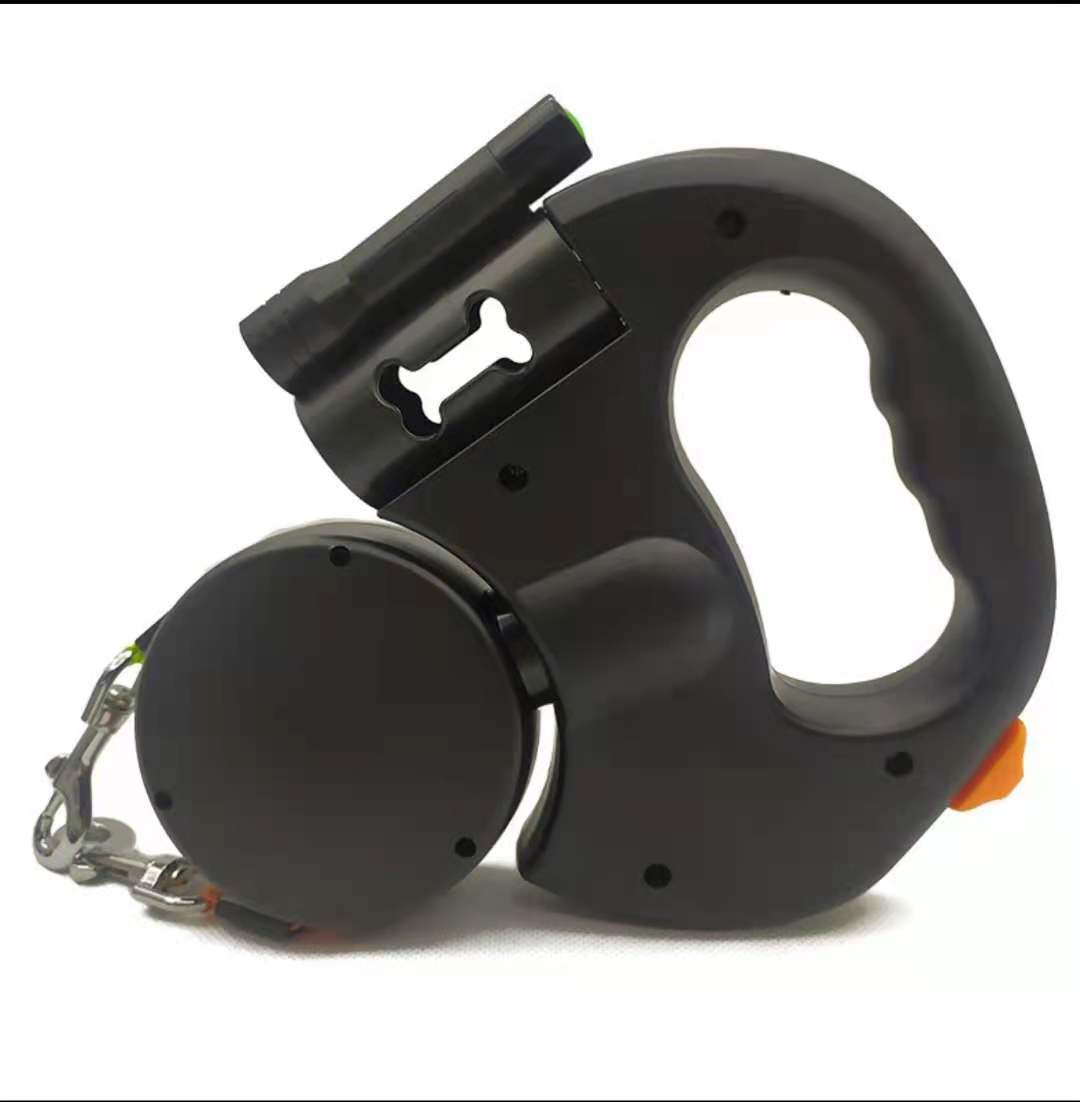 Retractable Reflective Dual Dog Leash With LED Lights