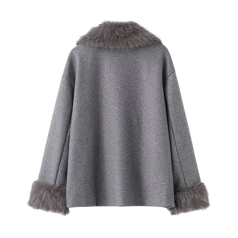 Mid-Length Hooded Belted Wool Cape Coat Women's Elegant Outerwear