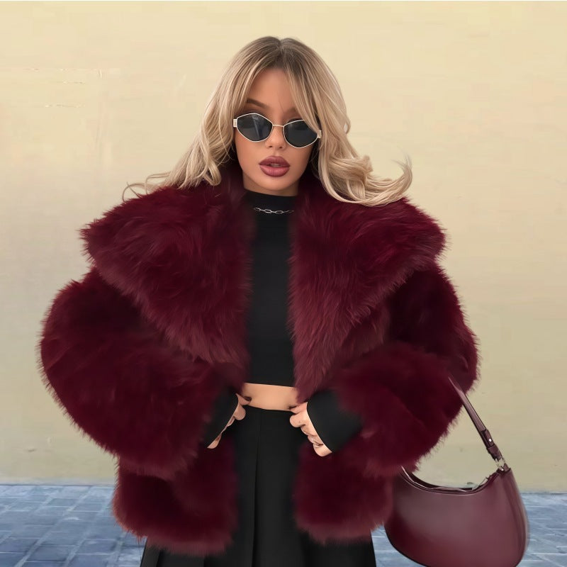 Versatile Solid-Color Long Sleeve Coat With Faux Fur Collar Options