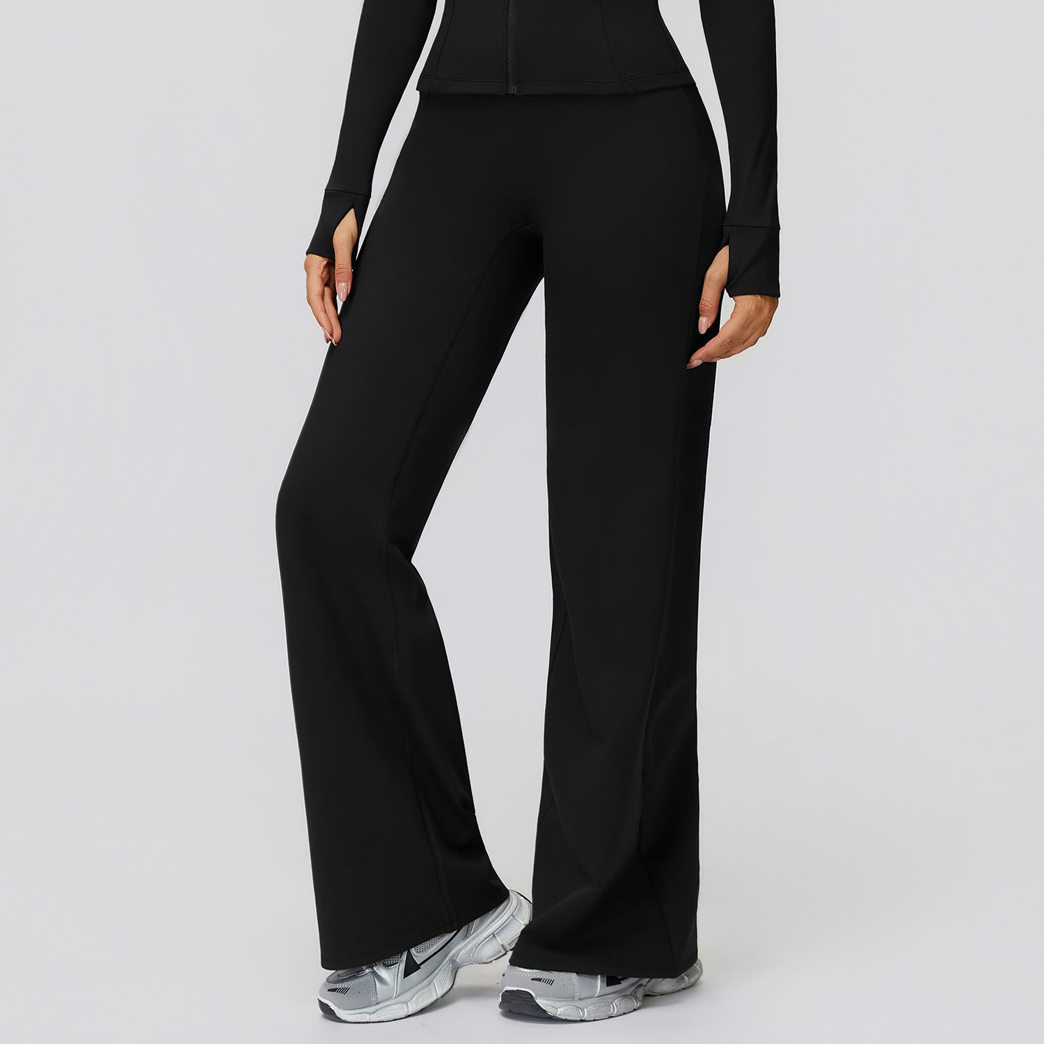 Wide Leg Fleece Lined High Waist Trousers For Cold Days