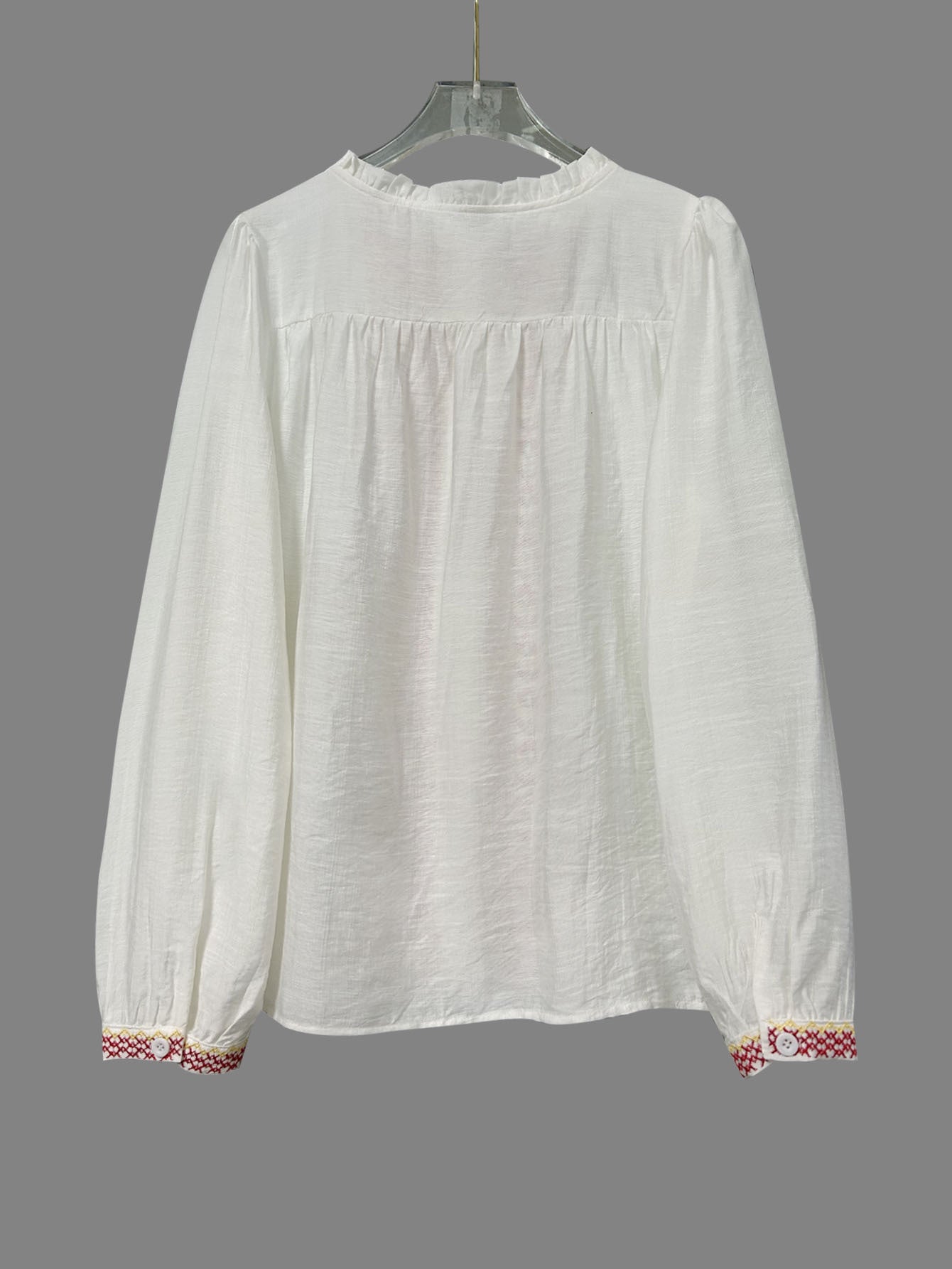 Women's Retro Embroidered Long Sleeve Shirt With Elegant Detailing
