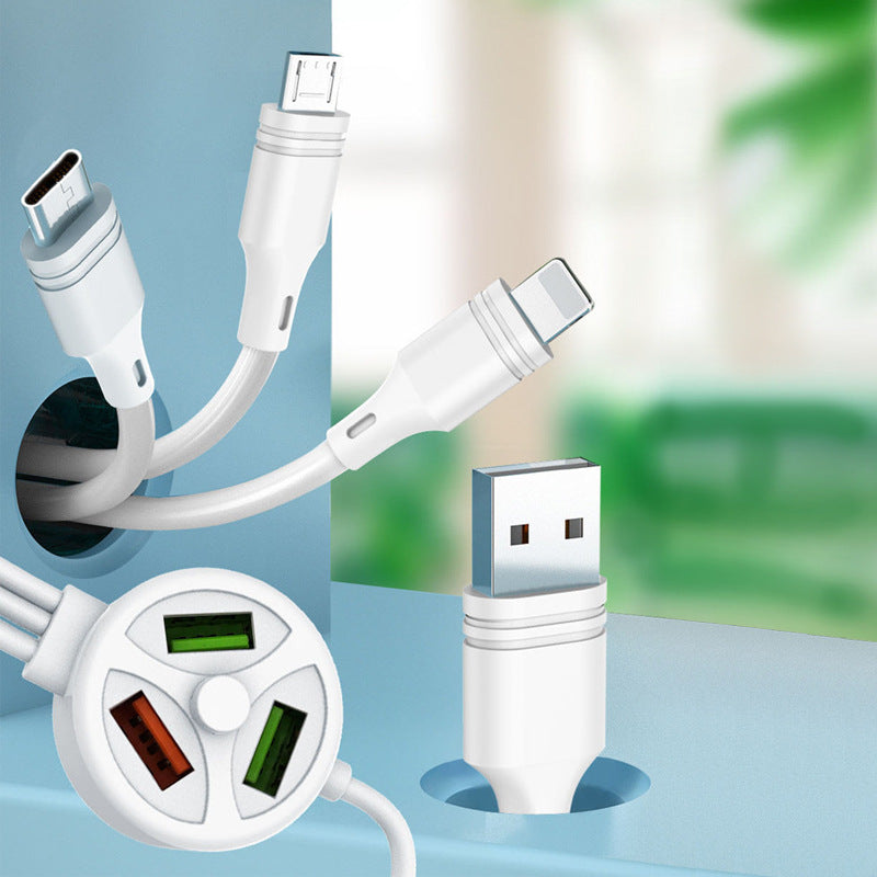 Three In One Fast Charging PVC Cable With Multi Interface Support