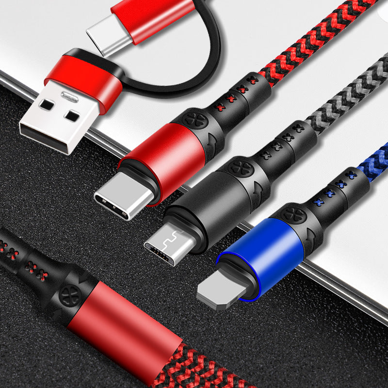Five In One Fast Charging Braided Multi Device Data Cable