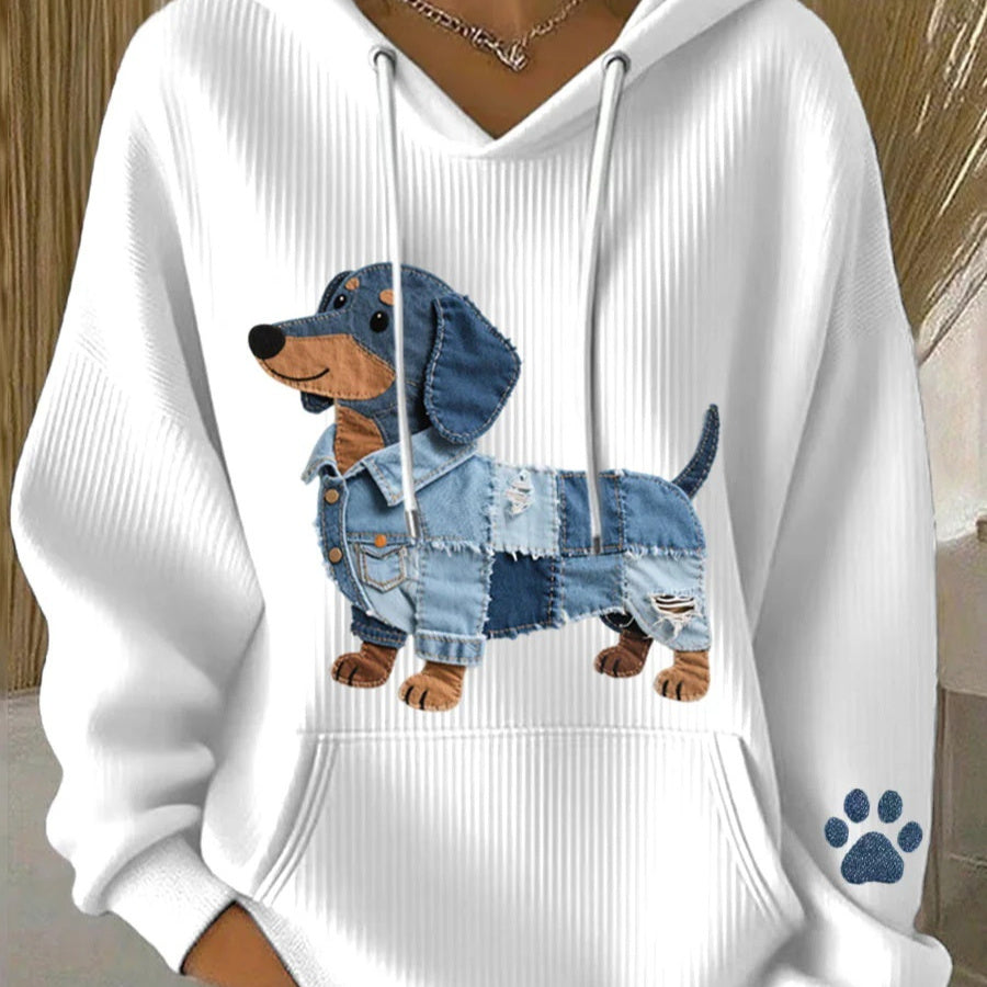 Cartoon Print Hooded Sweatshirt With Loose Fit