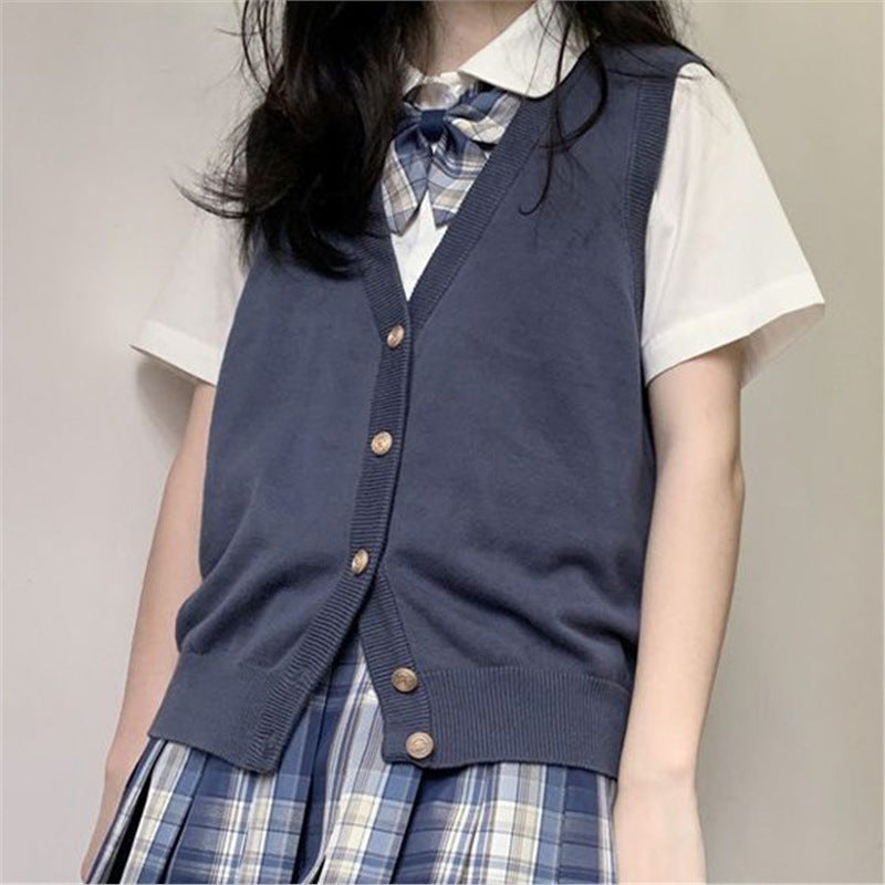 Loose Fit Basic Knit Sleeveless Cardigan Casual Layering Vest