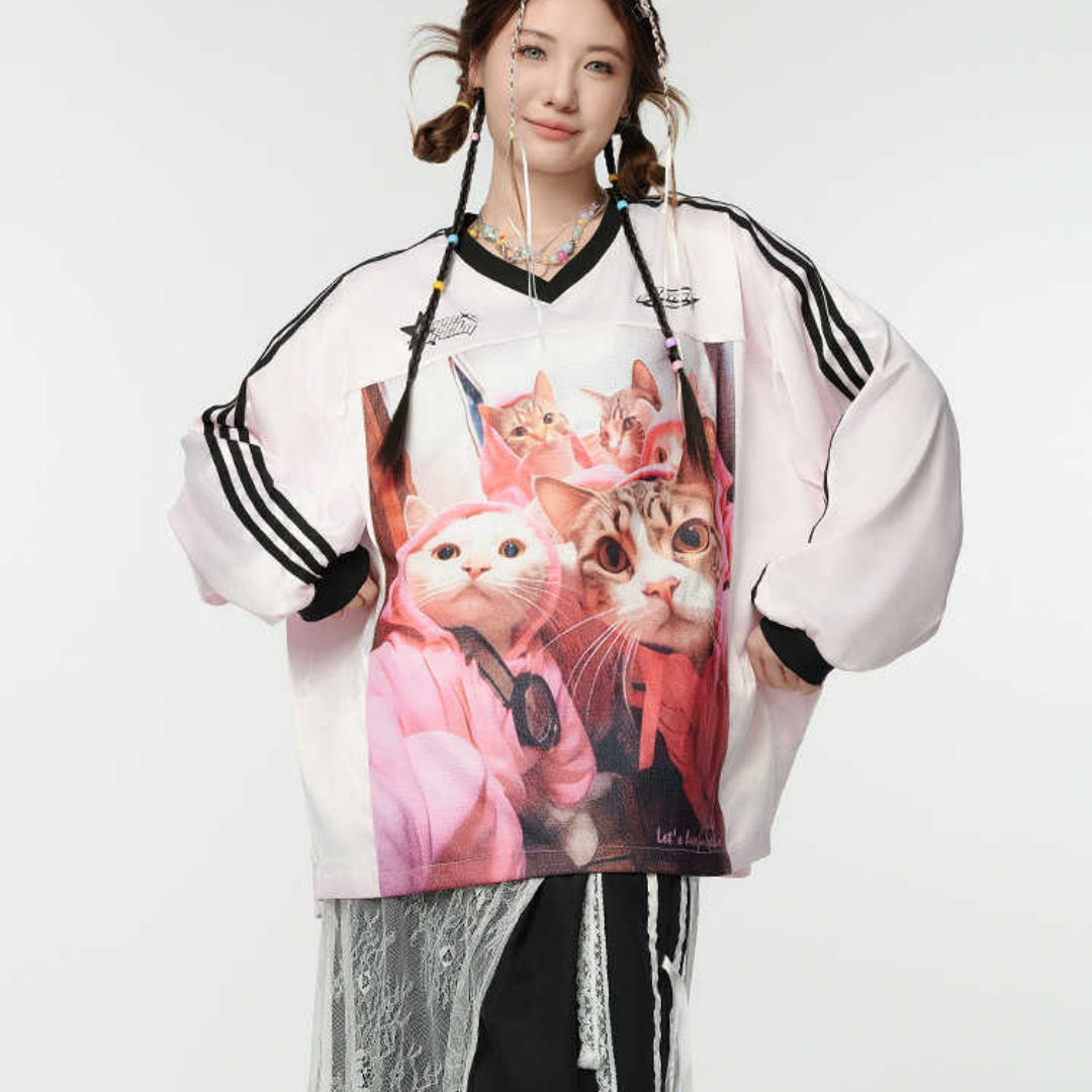 Casual Printed Loose Sweater Top For Women