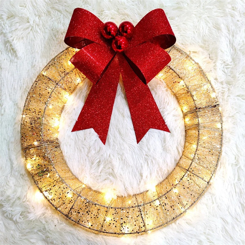 50 Centimeter Christmas Garland with LED Lights and Oversized Bow-Theone Apparel