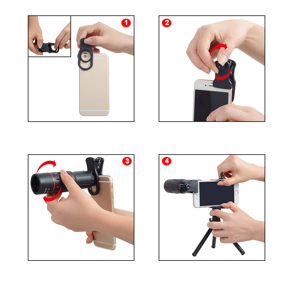 18X Zoom Mobile Telephoto Lens With Universal Clip And Tripod