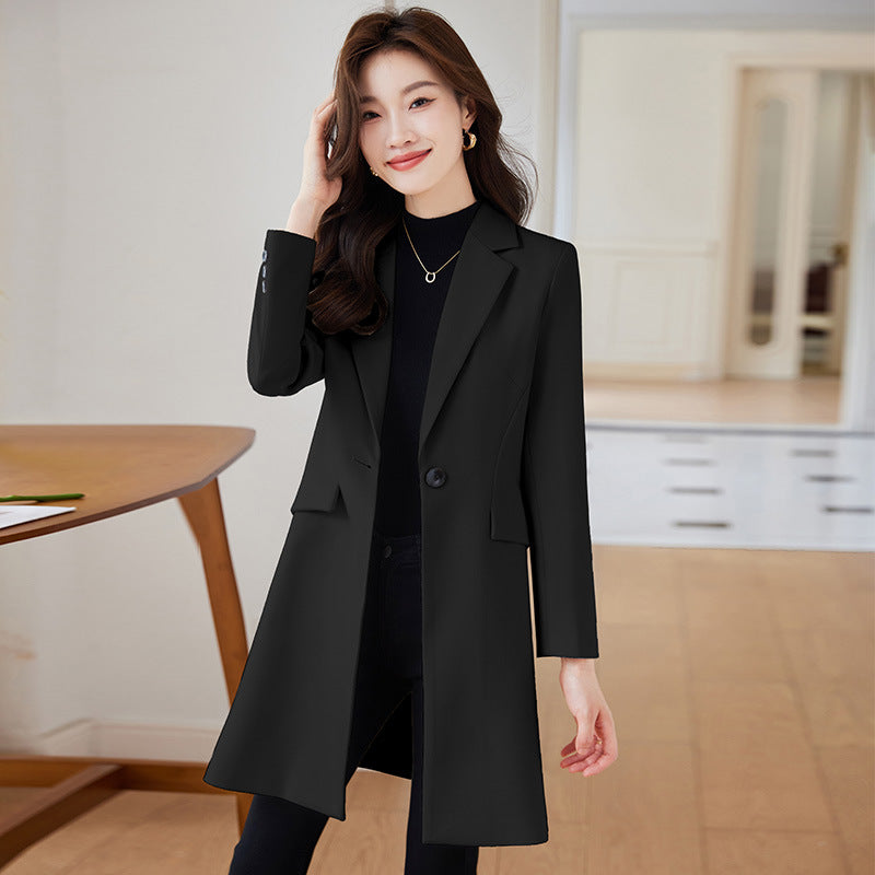Black Mid-Length Trench Coat For Women Classic