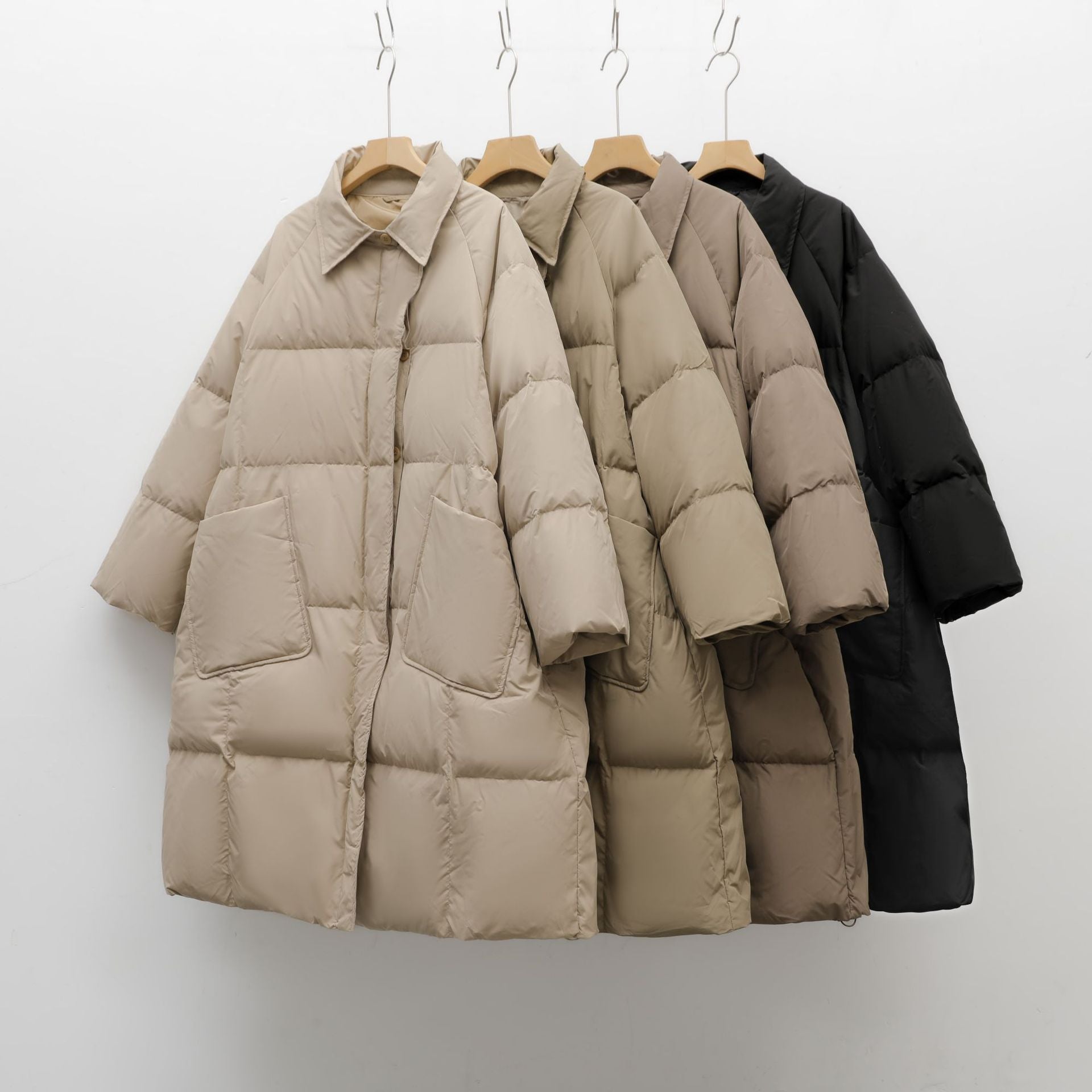 Simple Thickened Mid-Length Down Jacket With Pockets For Women