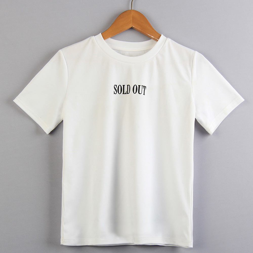 Round Neck Letter Print Short Sleeve Casual Everyday T-Shirt